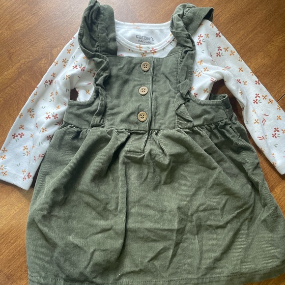 Carter's Other - Carter's Olive Green Corduroy Dress with Floral Top